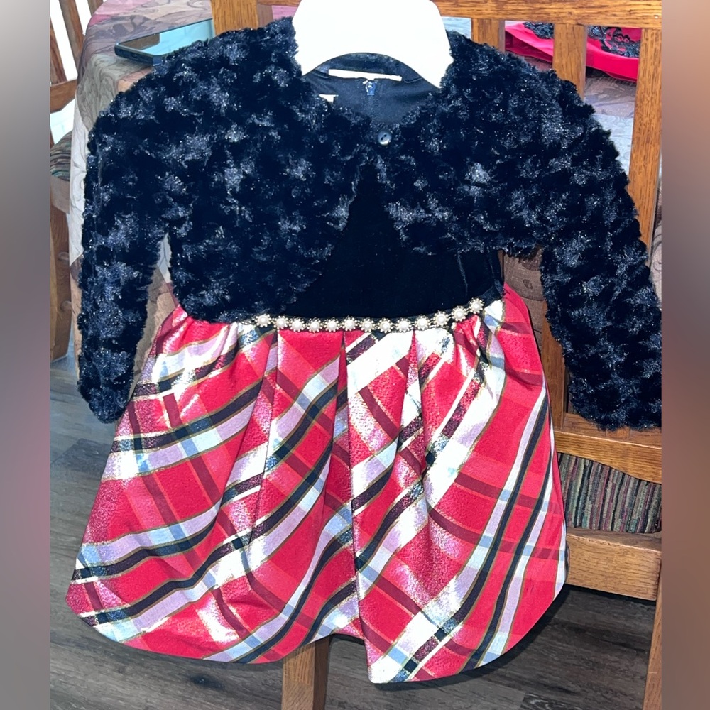 Bonnie Jean Black and Red Plaid Kids Dress